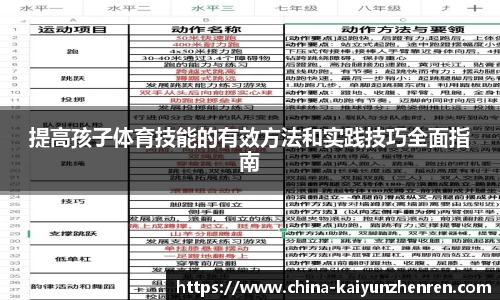 提高孩子体育技能的有效方法和实践技巧全面指南